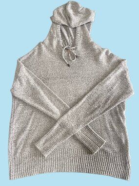 SO Gray Knit Hooded Sweater Pullover Size M Soft Cozy